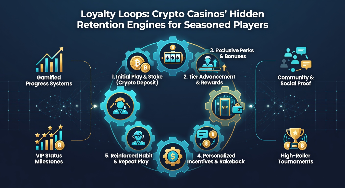 Detaillierte Infografik zu VIP-Stufen in Crypto-Casinos mit Punkte-Sammlung, Cashback-Prozentsätzen und Krypto-Auszahlungen