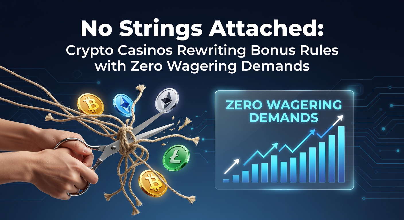 Screenshot einer Crypto-Casino-Plattform mit No-Wagering-Bonus-Anzeige und Wallet-Integration