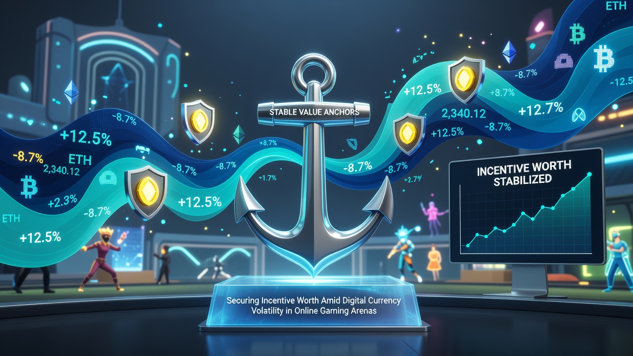 Illustration von Multi-Chain-Netzwerken und stabilen Ankern für Gaming-Anreize