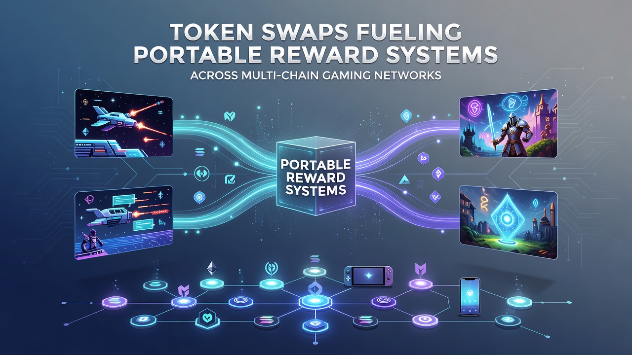 Illustration von portablen Belohnungen und Cross-Chain-Transfers in Gaming-Netzwerken